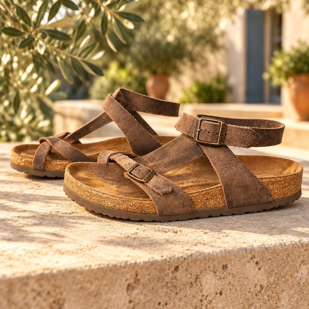 Birkenstock Yara Ankle Strap Sandals Brown Leather Bohemian EU 39- US 8-8.5
